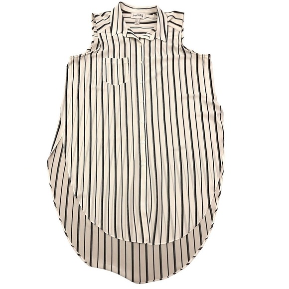 Sleeveless Striped Button-Down Top - Picture 1 of 8